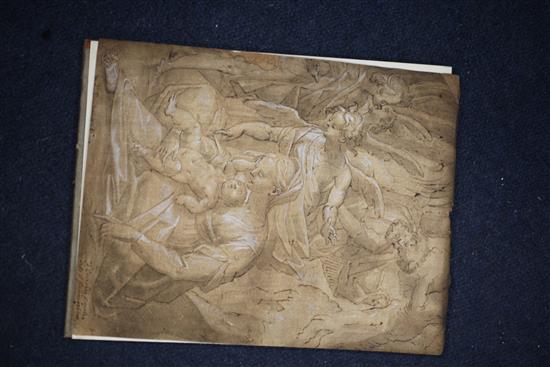 Attributed to Angelo Everardi (1647–1680) Virgin and child with attendants 8.5 x 6.75in.